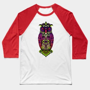 purple east owl in neon lights ecopop pattern Baseball T-Shirt